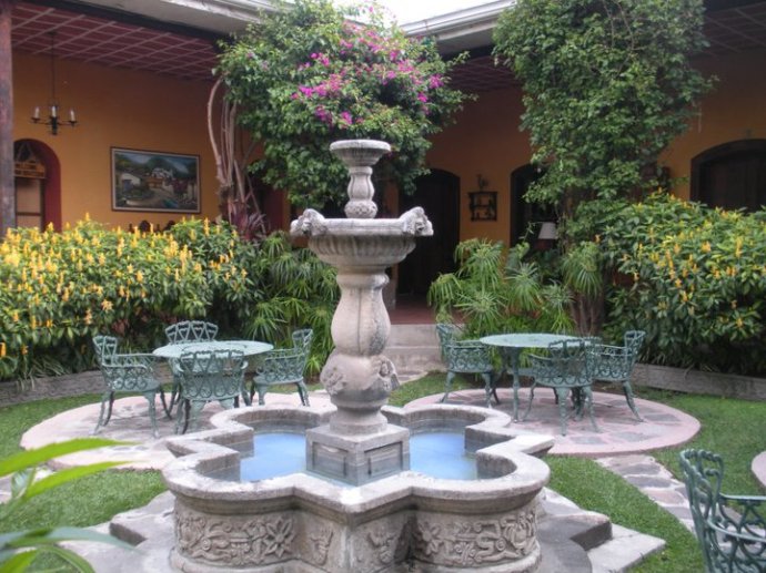 The courtyard, complete with fountain